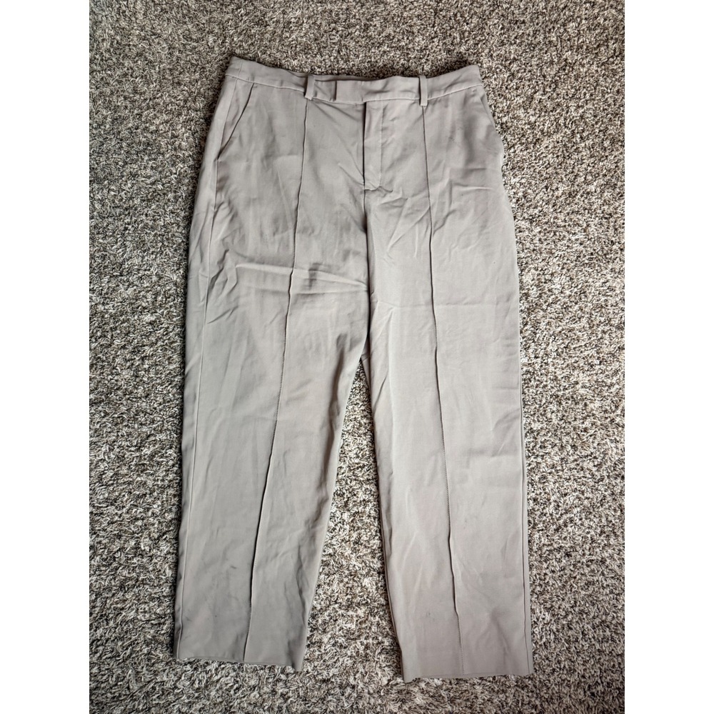 Madewell The Fairbanks Pant Taupe Brown Pintuck Tapered Trousers 16‎ NA5964